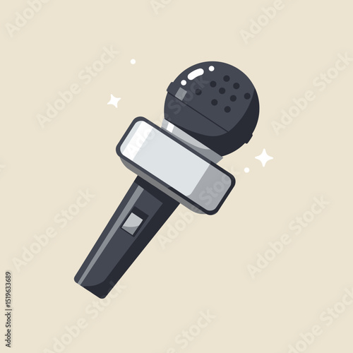 A close-up of a shiny microphone against a soft beige background, ideal for music events