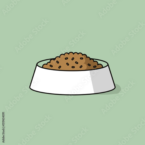 A close-up of a full pet food bowl on a soft green background, ideal for pet care content