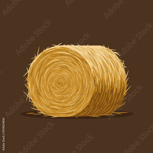 A golden hay bale resting on a rustic brown background, symbolizing harvest and agriculture
