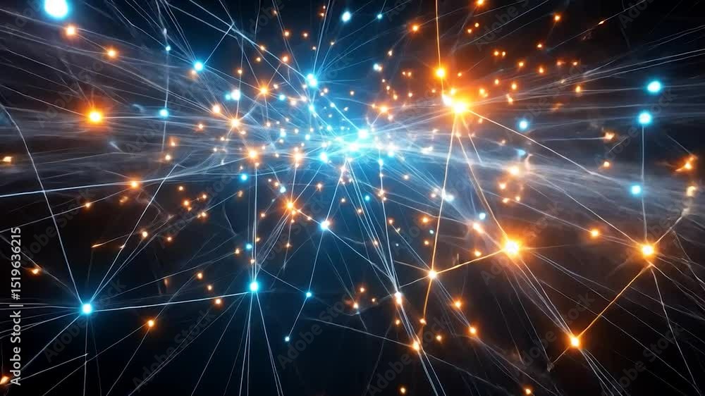 Abstract network of luminous points and lines Abstract network of luminous points and lines
