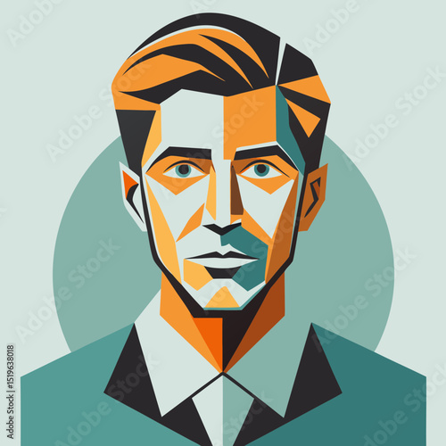  Abstract male portrait in colorful geometric vector style