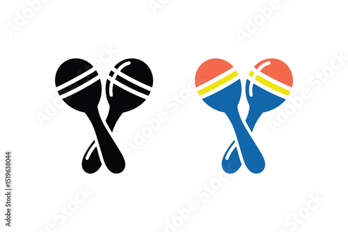 Maracas musical instrument silhouette. Maracas vector icon isolated on flat background.