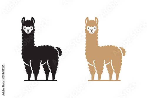 Cute alpaca animal silhouette. Alpaca vector icon isolated on flat background.