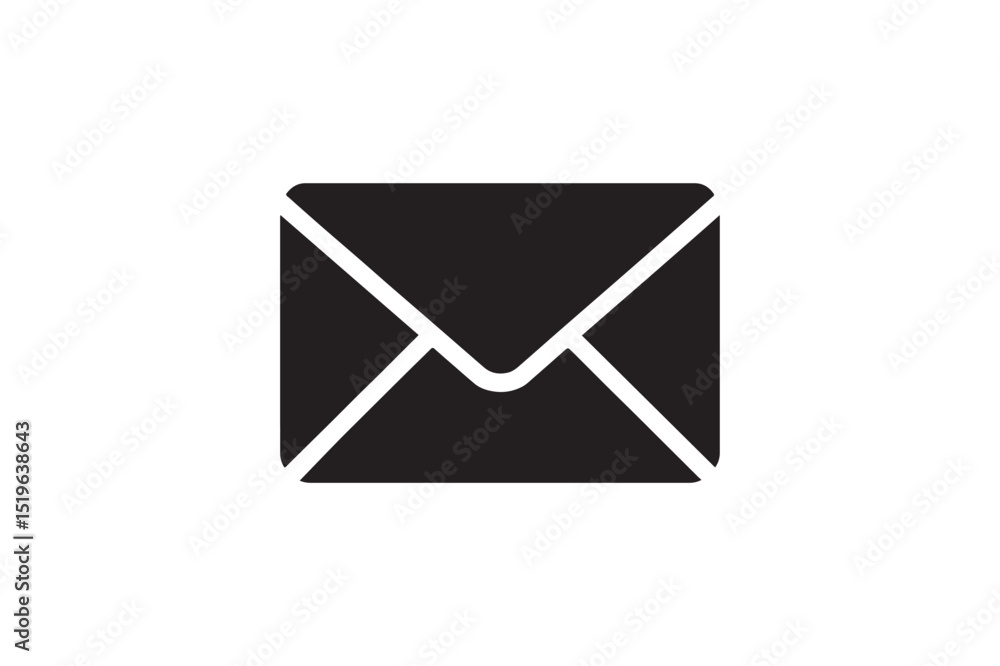 envelope icon silhouette vector with white background envelope icon silhouette vector with white background