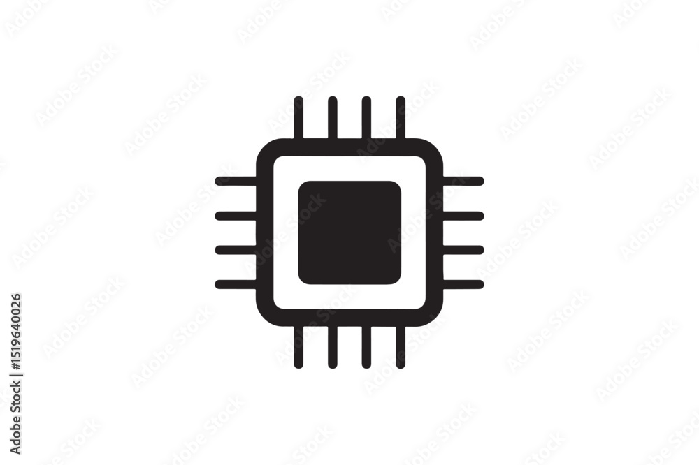 Microchip icon silhouette vector with white background Microchip icon silhouette vector with white background