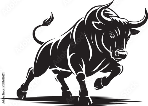 Aggressive Bull Silhouette Vector Illustration