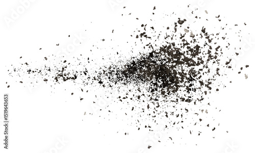 Cigarette ash flying, isolated on white background, texture, clipping path, vector illustration, smoke, ashes, isolated objects, dynamic movement, clean background, realistic illustration.