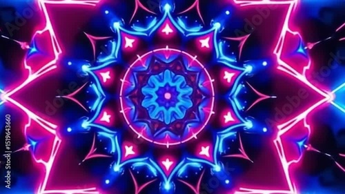 kaleidoscope background, neon light reflections, psychedelic loop, colorful mirror effect, 4K trippy visual, abstract motion design, seamless kaleidoscope loop, glowing neon animation, vibrant 