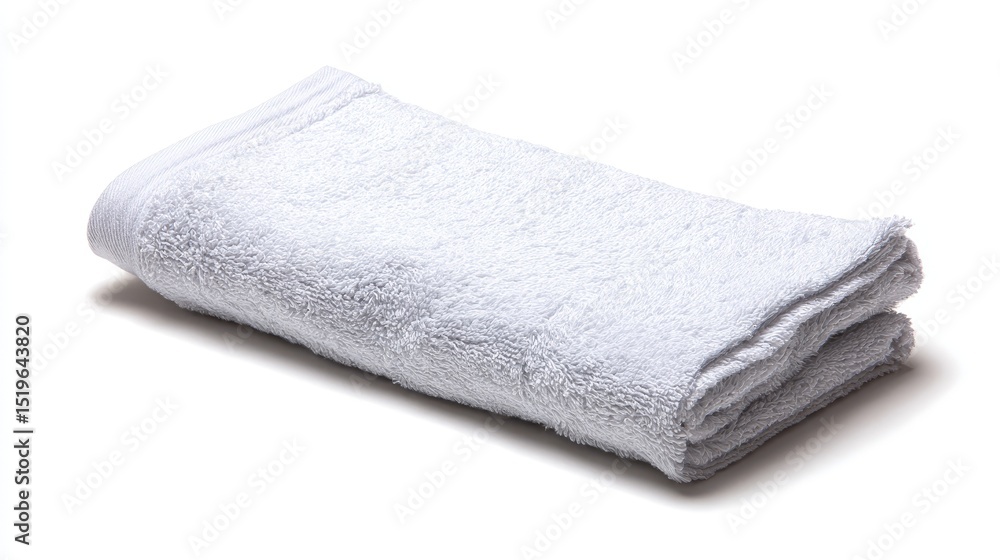 Luxurious white towel on minimalist white background, perfect for bath and spa soft Luxurious white towel on minimalist white background, perfect for bath and spa soft