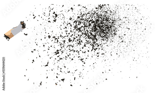 White background with cigarette ash texture, top view, close-up of ash, fine detail vector illustration, smoking particles, tobacco waste, smoking remnants.
