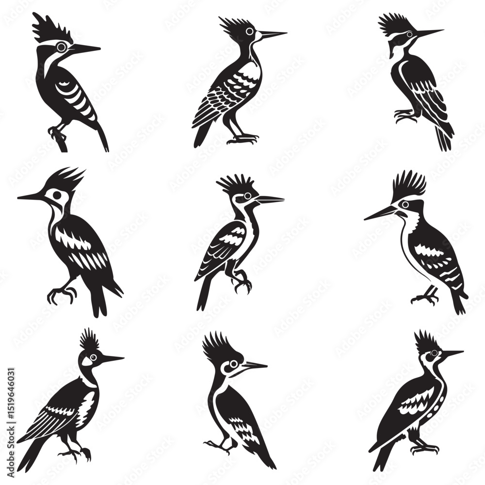 Obraz premium black silhouette of a woodpecker