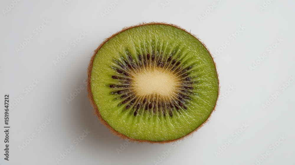 Closeup of ripe kiwis, vibrant green flesh and tiny black seeds in exquisite detail Closeup of ripe kiwis, vibrant green flesh and tiny black seeds in exquisite detail