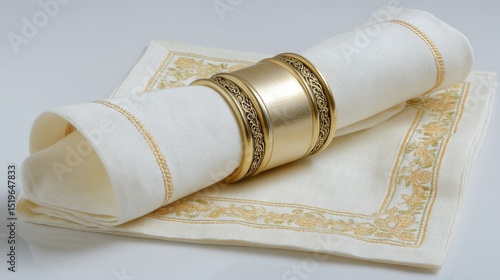 Exquisite napkin presentation, enhancing table setting with a stylish ring for formal dining
