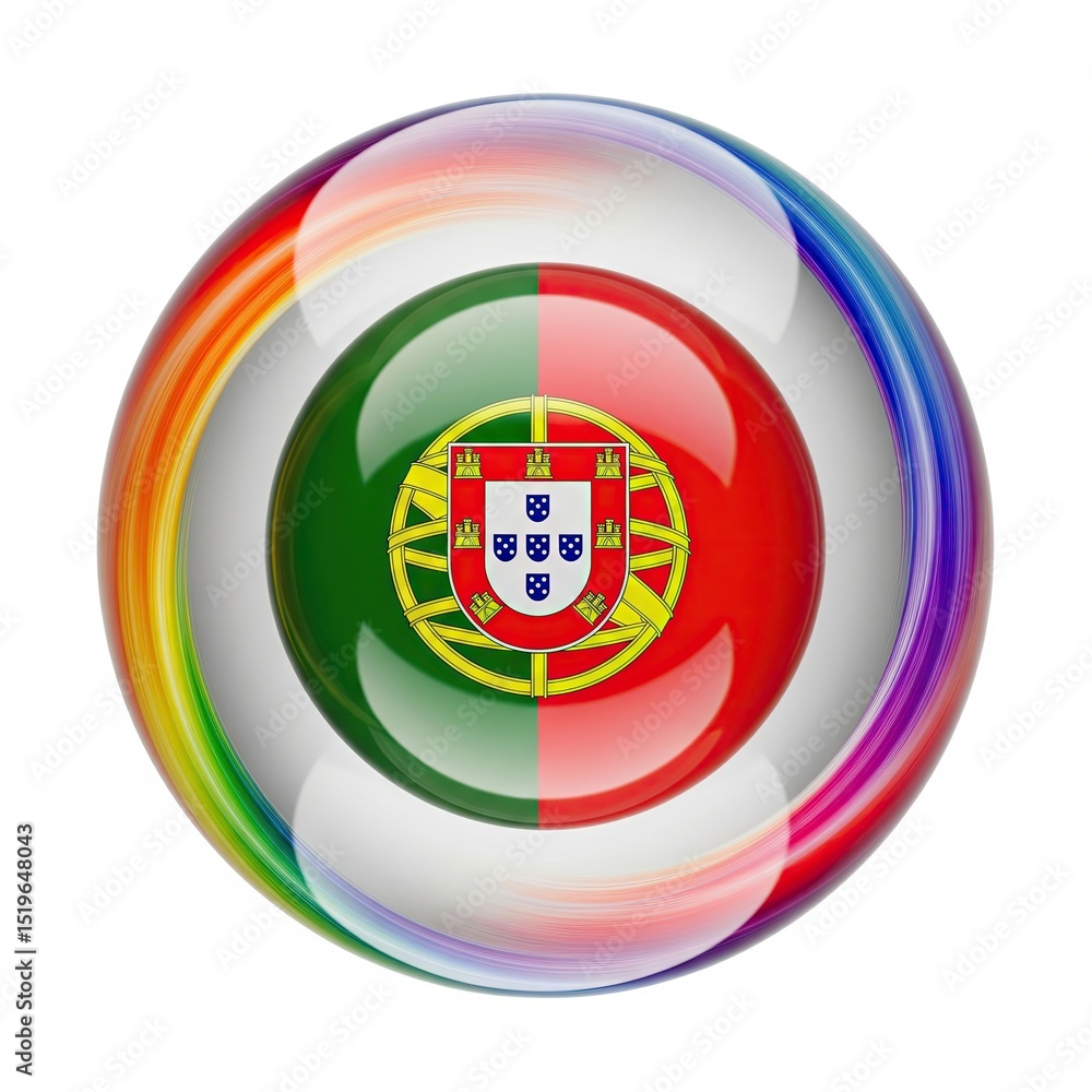 Obraz premium Portugal flag in Rainbow Orb