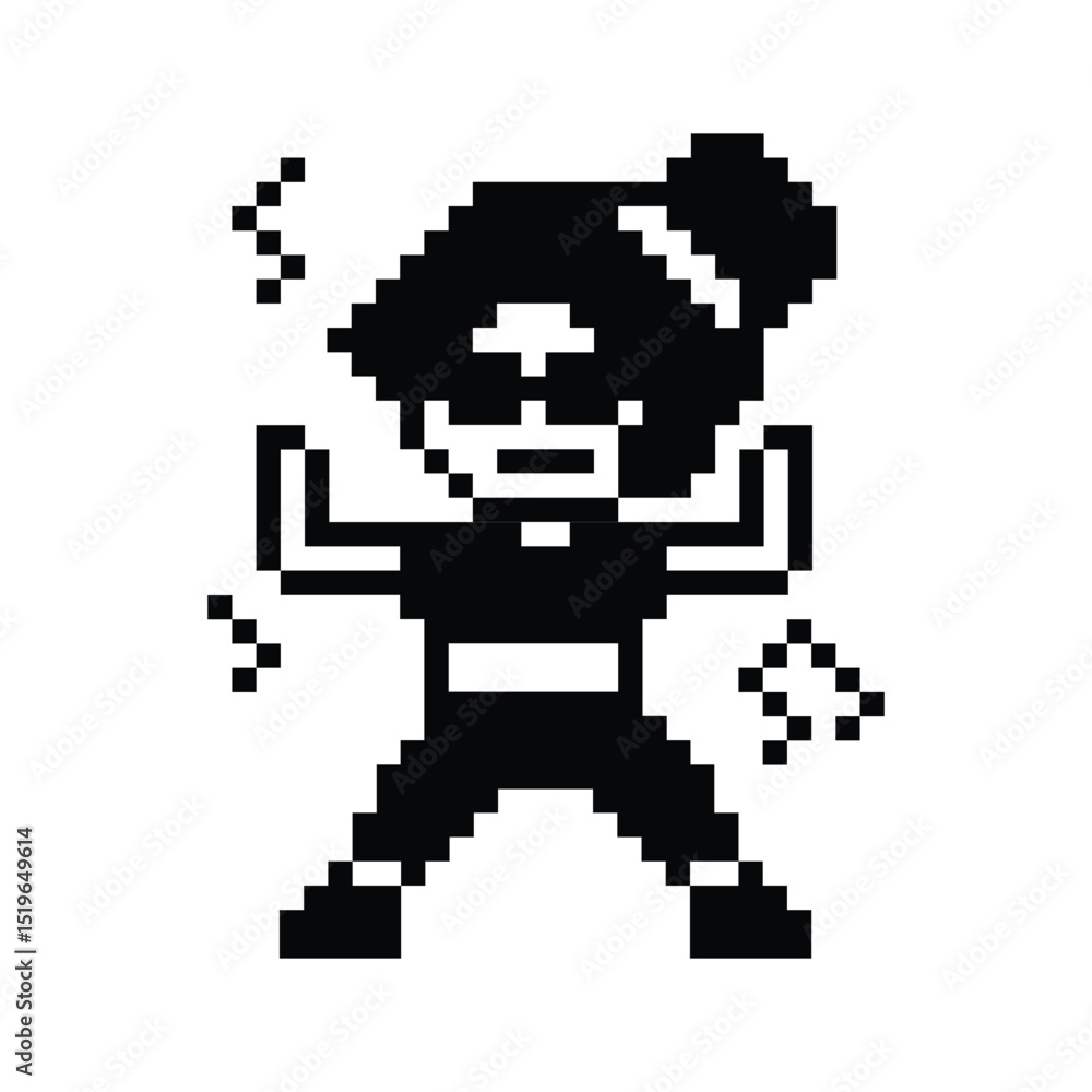 Obraz premium Cartoon cute pixel character woman exercises training dance lifestyle music decoration life style 8 bit female girl dance with music game 8bit fitness isolated PNG vector.