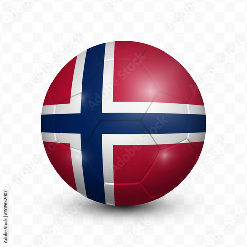 Ball Flag of Norway with transparent background, Vector Illustration.