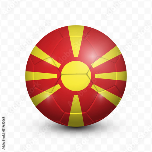 Ball Flag of North Macedonia with transparent background, Vector Illustration.