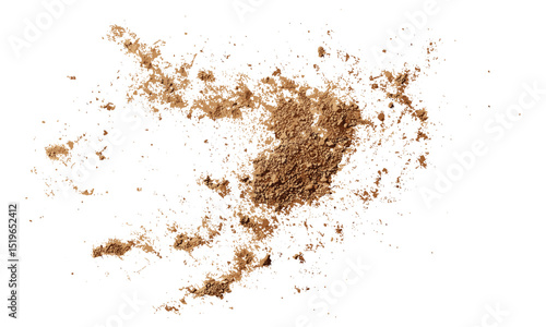 Dry soil, dirt pile isolated on white, vector illustration, earth surface, soil texture, dusty terrain, natural land, ground material, outdoor dirt, soil top view.