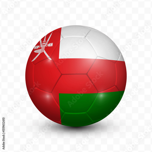Ball Flag of Oman with transparent background, Vector Illustration.