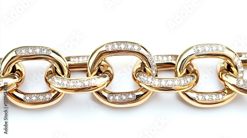 Gold chain bracelet, studded with diamonds