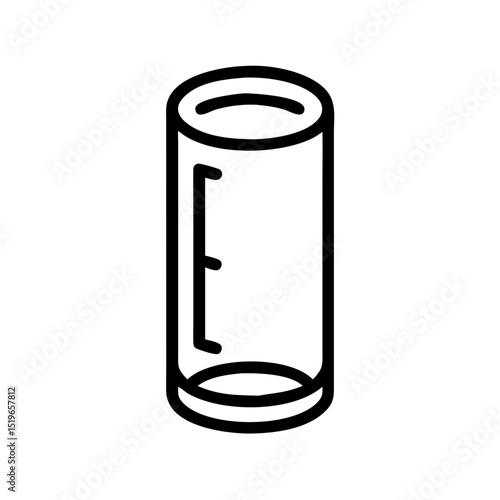 Outline drawing of a cylindrical container with a measurement indicator on the side shown in black
