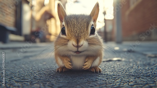 Fototapeta Naklejka Na Ścianę i Meble -  Chipmunk squirrel closeup face on the street