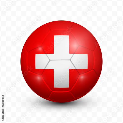 Ball Flag of Switzerland with transparent background, Vector Illustration.