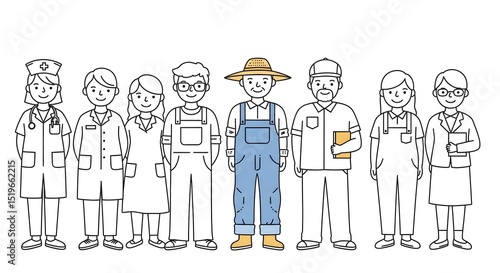Diverse professionals standing together, symbolizing unity and equality, for websites and presentations