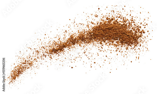 Minced spice blend, garam masala ground flying, isolated on white, clipping, Indian spices, culinary art, cooking ingredients, vector illustration, aromatic herbs, flavorful seasoning.