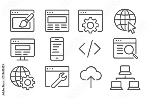 Creative web design elements showcasing tools and interfaces for digital development