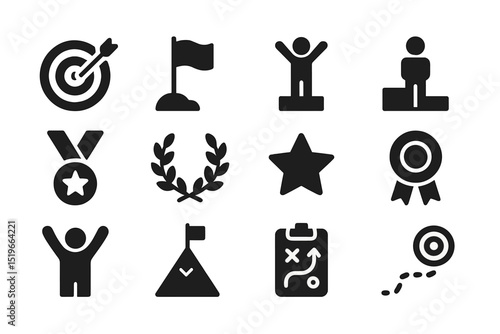 Symbols representing achievements and success in various competitive activities