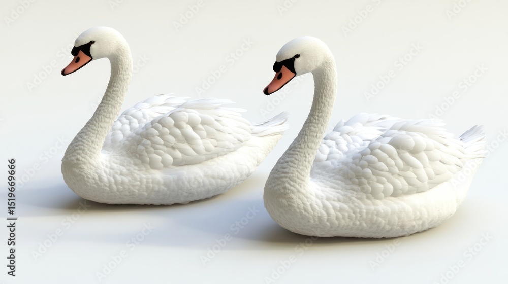 Fototapeta premium Two swans, studio, elegant, serene, display, decorative, beautiful