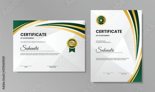 Elegant Green and Gold Certificate of Achievement Template Design