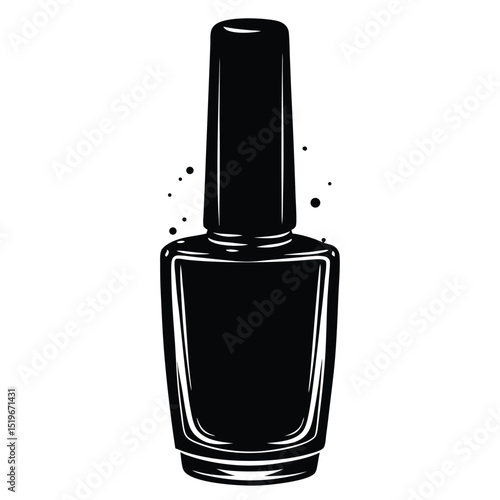 Black silhouette of a nail polish bottle on a white background 