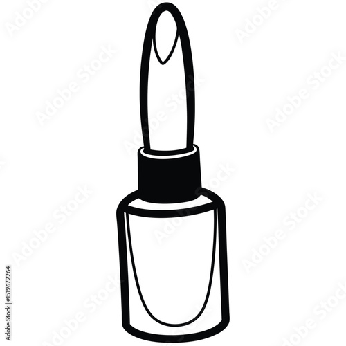 Black silhouette of a nail polish bottle on a white background 