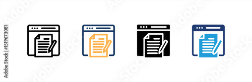 Copywriter icon set multiple style collection. Vector illustration.