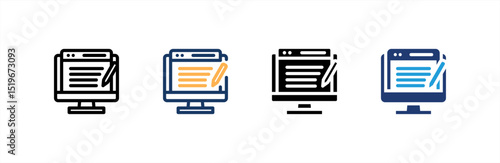 Blogging icon set multiple style collection. Vector illustration.