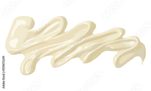 Mayonnaise isolated top view, white background, vector illustration, clipping path, food illustration, kitchen sauce, condiment jar, culinary design, sauce texture.