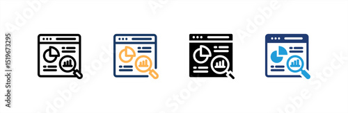 Market Research icon set multiple style collection. Vector illustration.