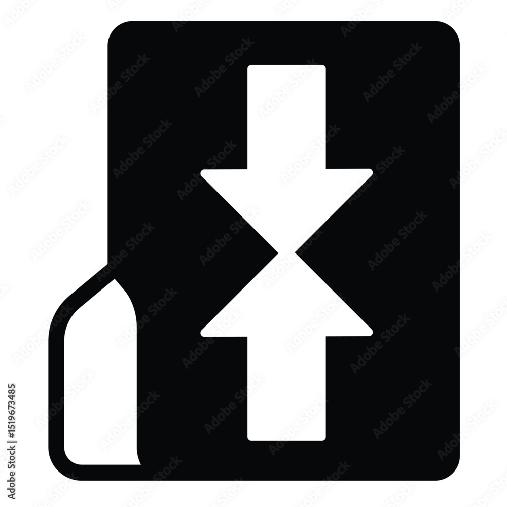 Obraz premium Compressed folder solid icon, windows pack concept. Vector graphics. Folder with two arrows inside, archived files sign on white background, style mobile or design.