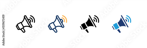 Broadcast icon set multiple style collection. Vector illustration.