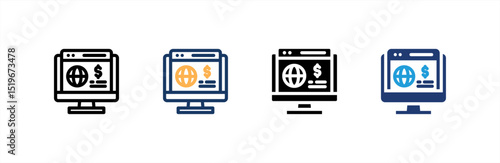 Online Business icon set multiple style collection. Vector illustration.