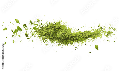 Tea isolated on white background, matcha green powder pile, vector illustration, organic tea powder, healthy matcha, Japanese tea, wellness drink, superfood powder.