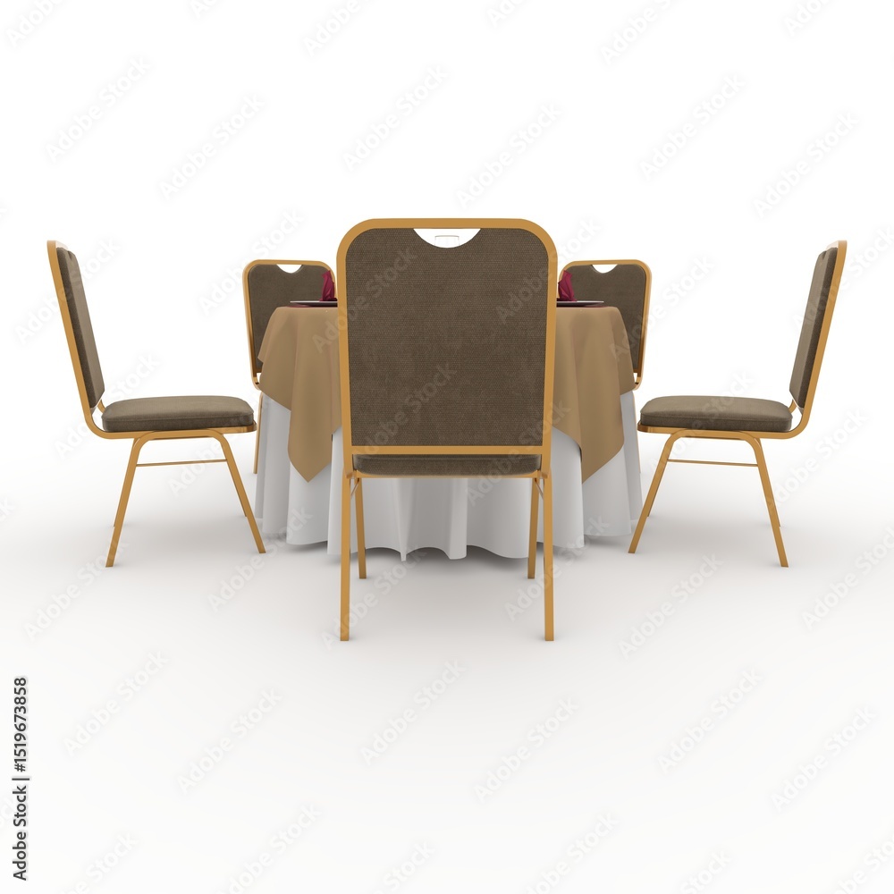 Fototapeta premium 3d render Banquet Table and Chair design element Furniture