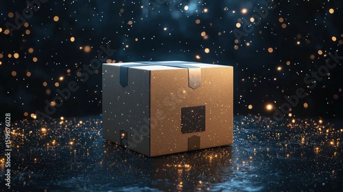 Box with Glittering Background and Soft Glow Effect on Surface