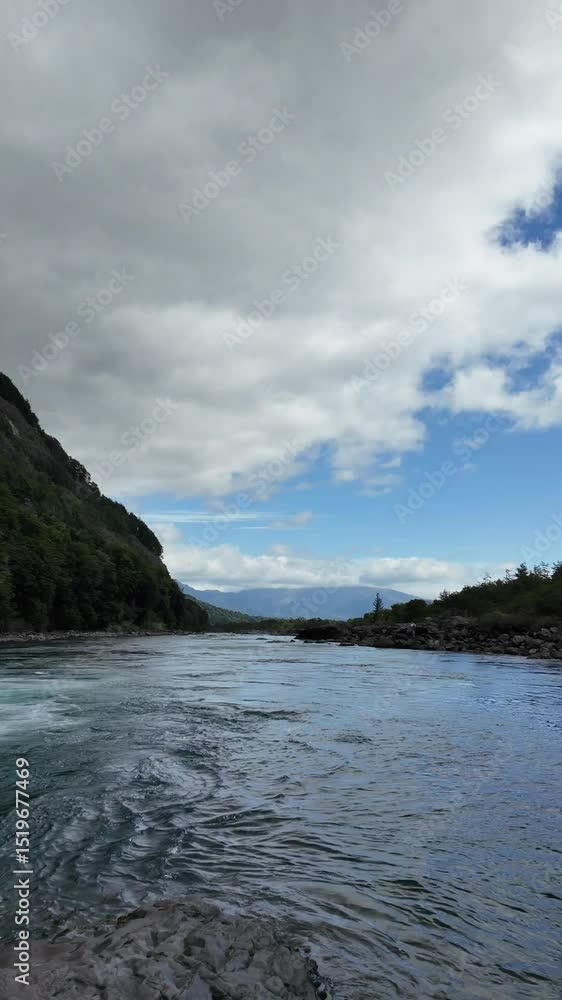 Powerful River Rapids Crashing Over Rocks in Forest Powerful River Rapids Crashing Over Rocks in Forest