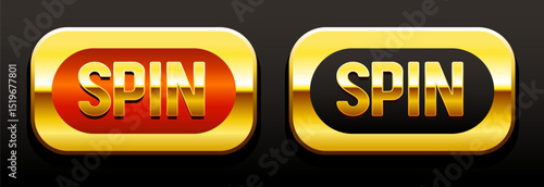 Spin button. Vector button isolated on white background.