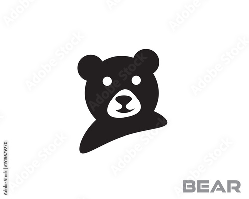 simple black bear panda profile art logo design template illustration inspiration