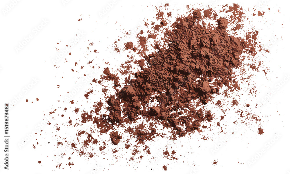 Cocoa powder pile isolated on white background, vector illustration, brown powder, cooking ingredient, chocolate powder, baking supplies, food texture, natural cocoa, dessert topping, powder heap. Cocoa powder pile isolated on white background, vector illustration, brown powder, cooking ingredient, chocolate powder, baking supplies, food texture, natural cocoa, dessert topping, powder heap.