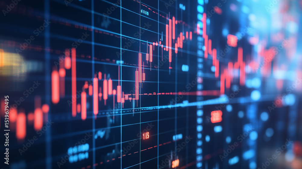 Abstract financial data visualization with glowing lines on dark background, futuristic aesthetic design concept with soft focus effect Abstract financial data visualization with glowing lines on dark background, futuristic aesthetic design concept with soft focus effect